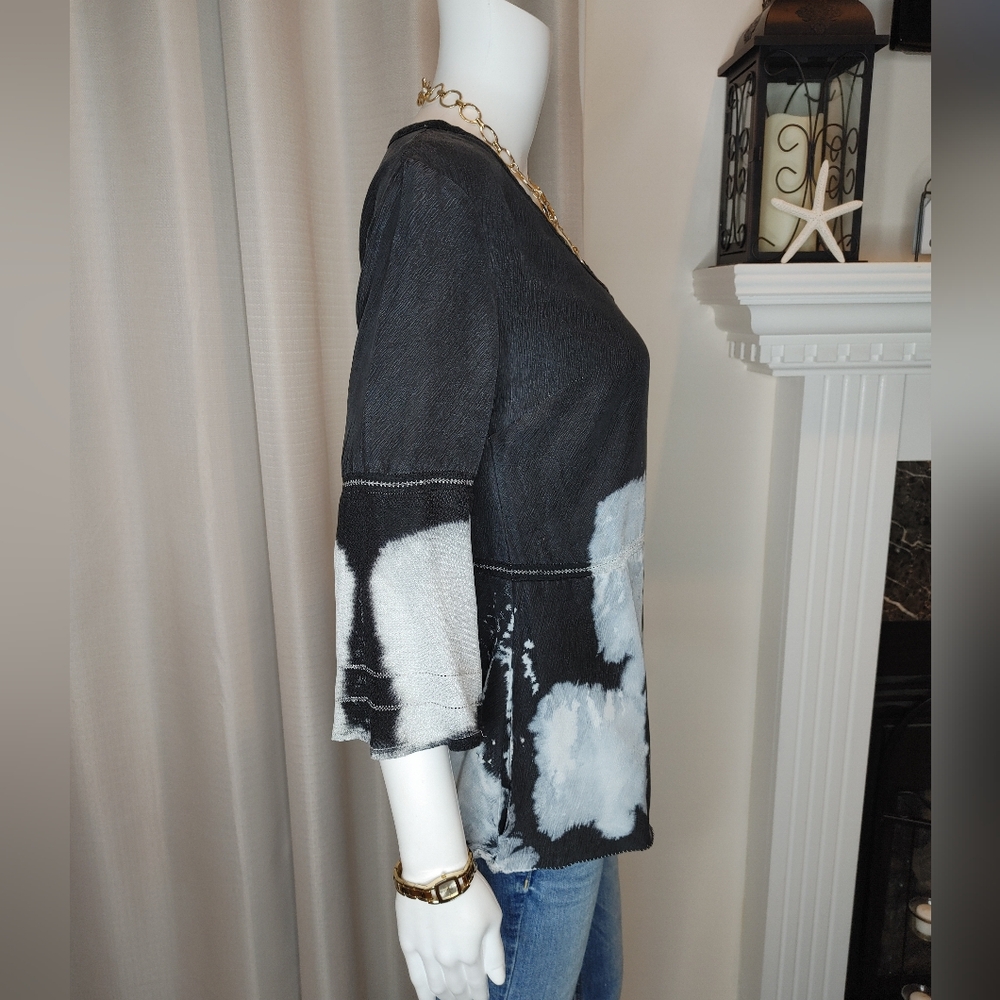 STELLA & JAMIE BELL SLEEVE TOP WITH POCKETS, BLACK TYE DIE XS - Picture 5 of 8